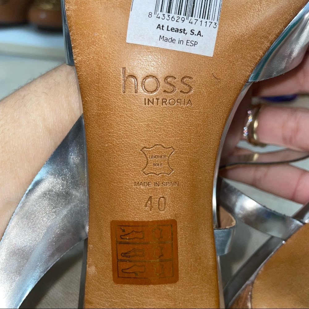 Hoss Intropia NWOB! Silver Strappy Pumps Size 40 - Picture 8 of 10